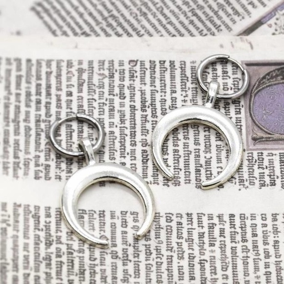 Edgy Crescent Hoop Earrings - Picture 1 of 5